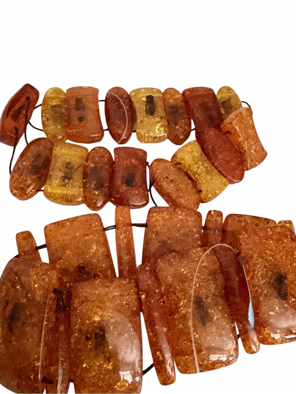 Alexander Kalifano Syn Amber Beads Insect Statement Brown Resin was 2 bracelets